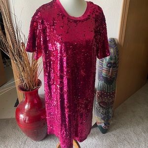 Elloqui sequin shift dress